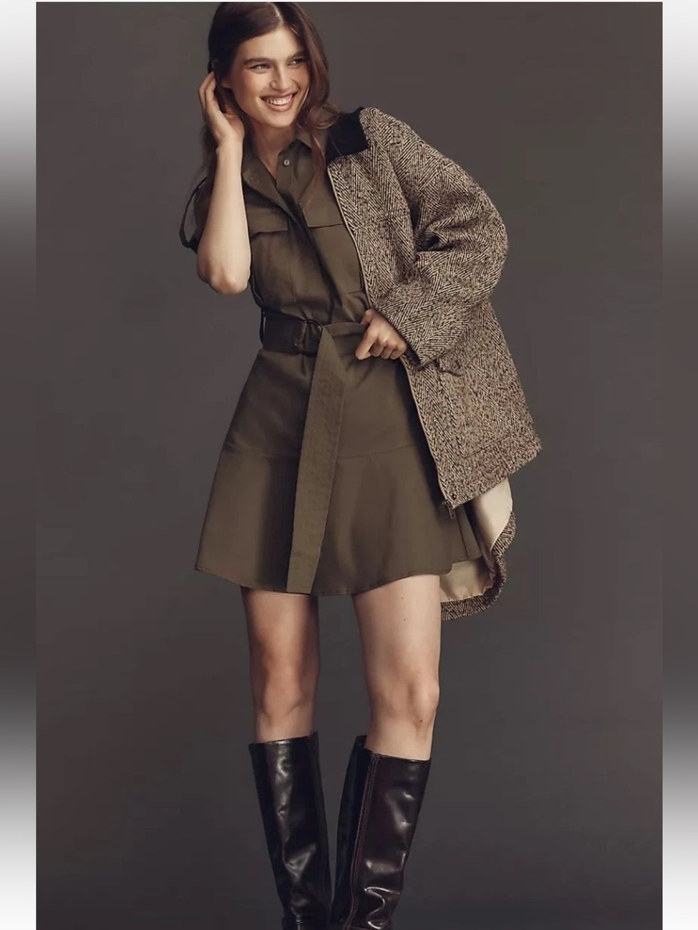 Anthropologie x Exquise Utility Mini Shirt Dress Size XXS NWT